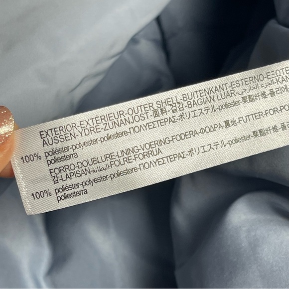 ZARA Padded Blazer Style Jacket with Belt Dusty Blue Quilted Puffer Coat Size XL - Picture 10 of 14